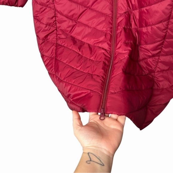 Torrid Burgundy Red Longline Quilted Jacket Hooded Puffer Jacket Plus Size 3X - Picture 6 of 8
